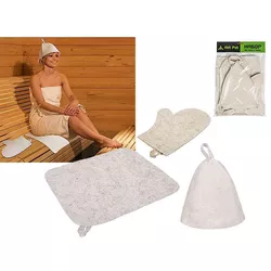 купить Аксессуар для ванной Promstore 46388 Набор для ванной Hot Pot (шапочка, коврик, перчатка), фетр, белый в Кишинёве 