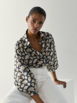 Блуза Massimo Dutti Синий/бежевый 5109/827/932
