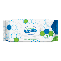 Влажные антибактериальные салфетки SuperFresh, 72 шт.