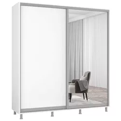 cumpără Dulap Mobildor-Lux Aron-P uși glisante din oglindă și PAL (190x60x220H cm) Alb Brilliant în Chișinău 