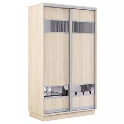 cumpără Dulap Mobildor-Lux Fox uși glisante din PAL cu elemente din oglindă (100x60x200H cm) Sonoma în Chișinău 