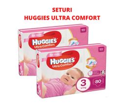 Набор Подгузники Huggies Ultra Comfort Mega 3, для девочек (5-9 кг), 80 шт