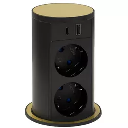 купить Розетка электрическая ASA Plastici 060.47F.00110 Versalift round version 2 sockets F + 1 USB 5V (A+C) Gold в Кишинёве 