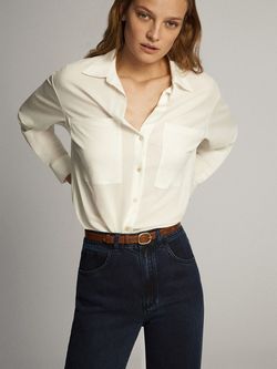 Блуза Massimo Dutti Слоновая кость 6842/672/712