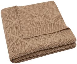 cumpără Lenjerie de pat pentru copii Jollein 516-511-68039 Paturica Check Knit Biscuit, 75x100cm în Chișinău 