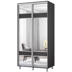 cumpără Dulap Mobildor-Lux Aron-S 1.0m-1.8m uși glisante din PAL cu oglindă zebra (180x60x240H cm) Anthracite în Chișinău 