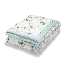 Одеяло La Millou велюр+хлопок Heron In Cream Lotus / Smoke Mint 140x200 см