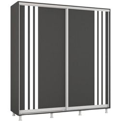 cumpără Dulap Mobildor-Lux Aron cu uși glisante сu lamele (190x60x240H cm) Anthracite în Chișinău 