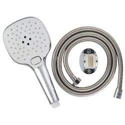 cumpără Set pentru duș Hydro S Aquafix 03 cu 3 funcții + furtun inox 1.5m, cromat/alb (0103234) în Chișinău 
