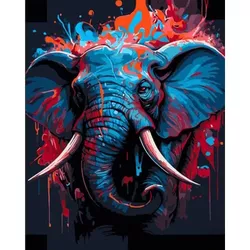купить Картина по номерам Strateg R 8 /26 (DY423)(61339) Elefant colorat, 40x50 cm в Кишинёве 