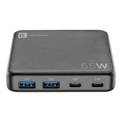 Wall Charger GAN Cellularline, 4 Ports, QC + PD, 65W, Black
