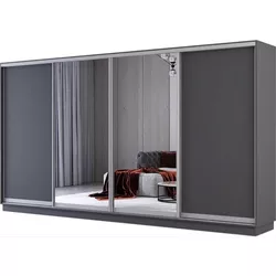 cumpără Dulap Mobildor-Lux Fox uși glisante din oglindă și PAL (370x60x200H cm) Anthracite în Chișinău 