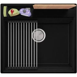 купить Мойка кухонная Primagran Oslo 60 Pocket Multilevel Black metallic+ accesorii 530x580 MOCKB в Кишинёве 