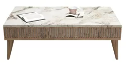 купить Журнальный столик Trendy Milano, Nuc, Marmura Alba 105x34x60cm в Кишинёве 