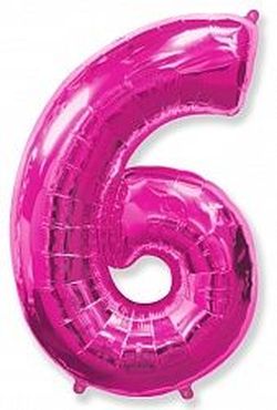 Цифра "6" с Гелием - Малиновый