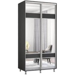 cumpără Dulap Mobildor-Lux Aron-P 1.0m-1.8m uși glisante din PAL cu oglindă zebra (120x60x200H cm) Anthracite în Chișinău 