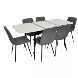 купить Комплект стол и стулья Evelin di Costacurta стол DT-532R B + 6 стульев YTC-078B Bjorn-13 (Grey) в Кишинёве 