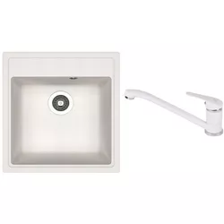 cumpără Chiuvetă bucătărie cu bateria Dr.Gans Nika 470 + SanDonna F 1066 alb în Chișinău 