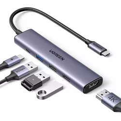 купить USB Hub Ugreen 15495 HUB 5 in 1 USB-C, Grey в Кишинёве 