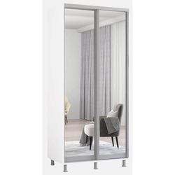 купить Шкаф Mobildor-Lux Раздвижные зеркальные двери Aron-P (130x60x200 см) Бриллиантовый белый в Кишинёве 