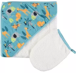 cumpără Accesoriu pentru baie Premaman PBRE0D-ECR-UNQ Prosop de baie cu gluga si manusa Crazy Jungle în Chișinău 