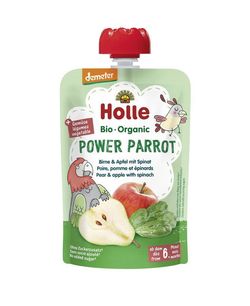 Пюре Power Parrot с грушей, яблоком и шпинатом с 6 месяцев Holle Bio Organic, 100г