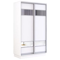 купить Шкаф Mobildor-Lux Fox uși glisante din PAL cu elemente din oglindă (100x60x200H cm) Alb в Кишинёве 