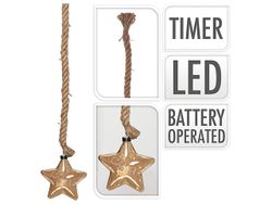 Лампа на канате "Звезда" 19LED, 15cm, 1m, золотой, тепл-б