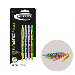 Набор ручек Hi-Text в блистере Matic Fluo 4 шт 910