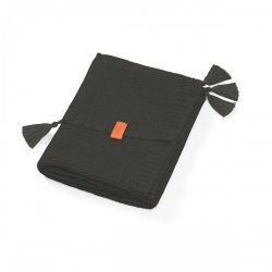 Одеяльце трикотажное бамбуковое с бахромой Dark Grey