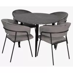 cumpără Set masă și scaune Evelin di Costacurta стол DT-402-6B + 4 стула YTC-097B Dark grey în Chișinău 