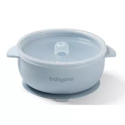 купить Посуда для кормления BabyOno 1662/01 Vas din silicon cu ventuza si capac (albastru) в Кишинёве 
