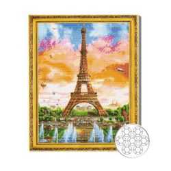 cumpără Tablou pe numere Art Gallery GA76392 Mozaic cu diamante 40x50cm Turnul Eiffel si nori multicolori în Chișinău 