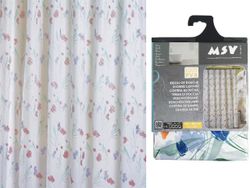 Perdea pentru dus 180X200cm MSV "flori", fon alb, PVA
