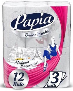Бумажные полотенца Papia Fashion Decor, 3 слоя, 12 рулонов
