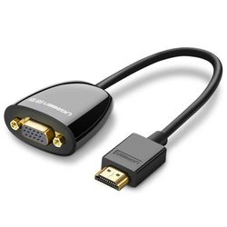 купить Переходник для IT Ugreen 42537 / HDMI to VGA,MM105, Black в Кишинёве 