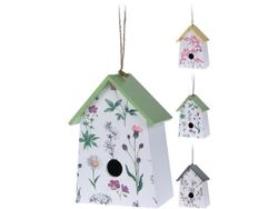 Casuta din lemn pentru pasari cu desene 22X15X9cm, 3 modele