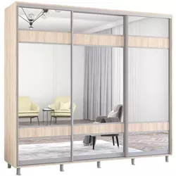 купить Шкаф Mobildor-Lux Aron uși glisante din PAL cu oglindă zebra (250x60x220H cm) Sonoma в Кишинёве 