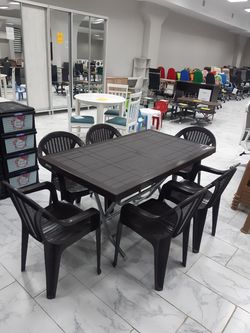 Set masa CT060 Selvi cafeniu intunecat + 6 scaune CT 010-R cafeniu intunecat