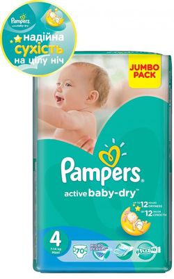 Pampers Подгузники Jumbo 4, 7-14 kг, 70 шт