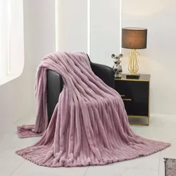 купить Домашний текстиль Relaxe Home Покрывало Striped Fleece 200x230 см Powder в Кишинёве 