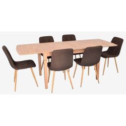 купить Комплект стол и стулья Evelin di Costacurta стол HV-27V Light Brown + 6 стульев YTC-080Wo, BJORN-45 (Dark brown) в Кишинёве 
