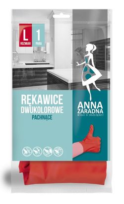 Перчатки латекс L, двухцветный , с хлопковой подкладкой Anna Zaradna