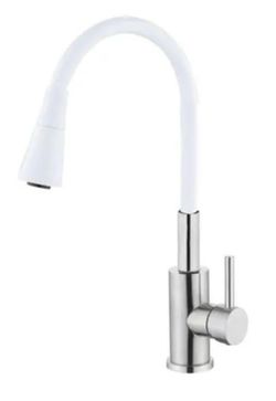 купить Смеситель кухонный Hydro S Aquafix 821, din inox pipă flexibilă, albă (0400364) в Кишинёве 