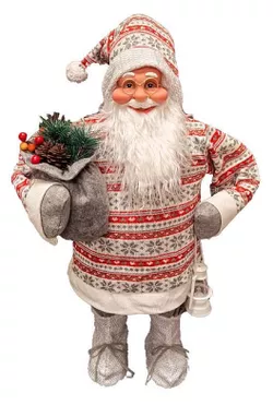 купить Новогодний декор Promstore 20388 Mos Crăciun, 90cm, Silver Scandinavian cu cadouri si un ursulet в Кишинёве 