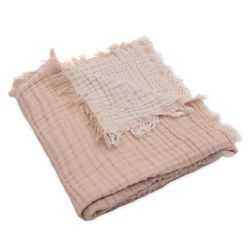 cumpără Lenjerie de pat pentru copii Jollein 521-511-68012 Paturica Fringe Moonstone/Ivory GOTS, 75x100cm în Chișinău 