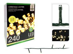 Огни новогодние "Нить" 240LED экстра т-бел, 18m зел кабель