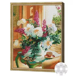 купить Картина по номерам Art Gallery QB202846 Mozaic cu diamante patrate 40x50cm Buchet de bujori в Кишинёве 