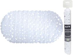 Коврик для ванны овал 35X68cm MSV "Галька" белый, PVC