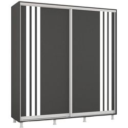 cumpără Dulap Mobildor-Lux Aron cu uși glisante сu lamele (180x60x220H cm) Anthracite în Chișinău 
